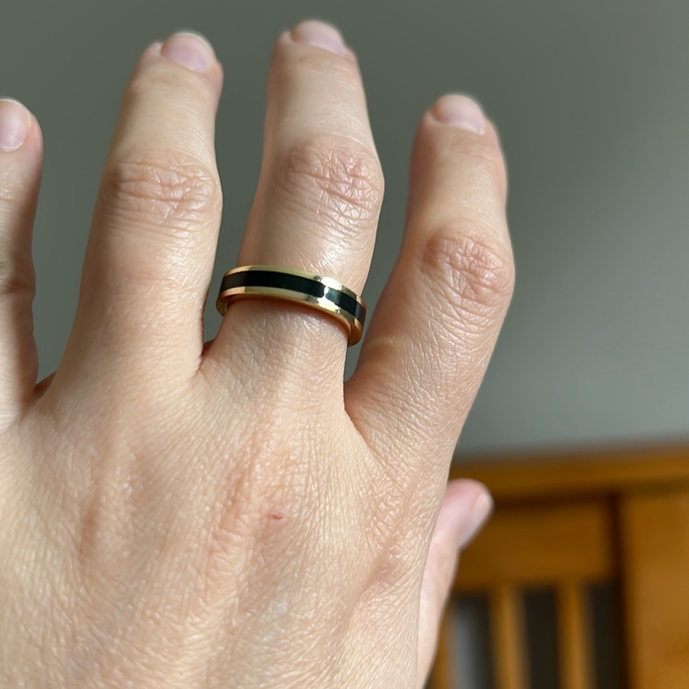 Ana Luisa gold and black stripe ring